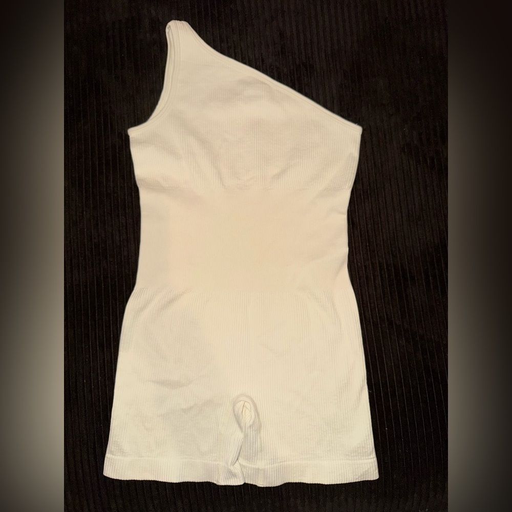 White One-Shoulder Ribbed Jumpsuit